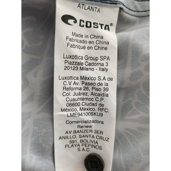 Costa Camp Tech Button Shirt XXL Tiki Print Navy Performance Moisture Wicking - Picture 7 of 10